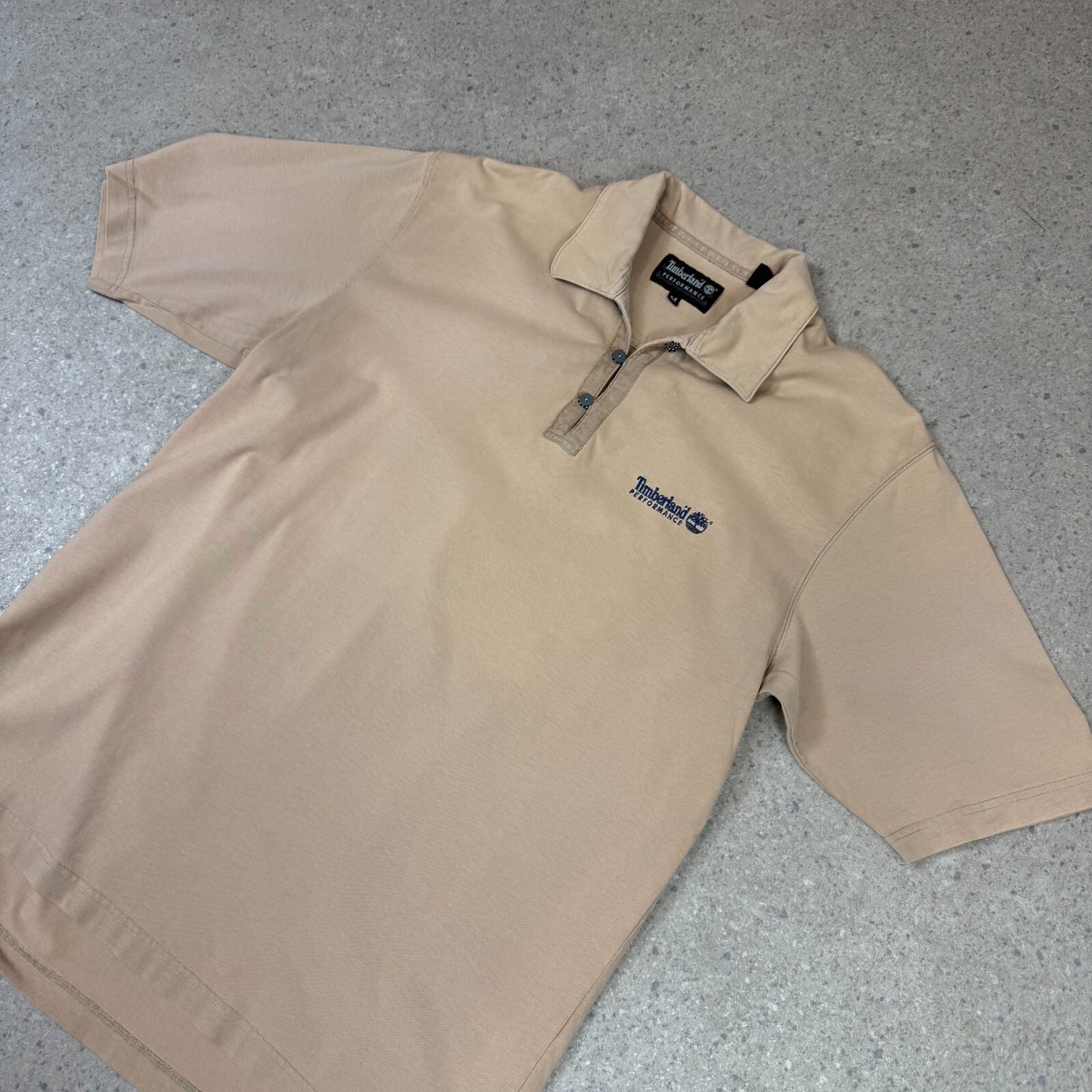 Timberland Polo Shirt Large Beige Colourway Embroidered Logo Short Sleeve