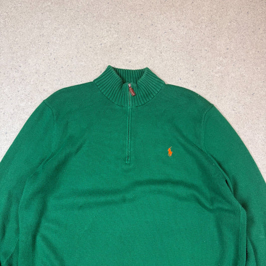 Ralph Lauren 1/4 Zip Jumper XL Green Colourway Embroidered Logo