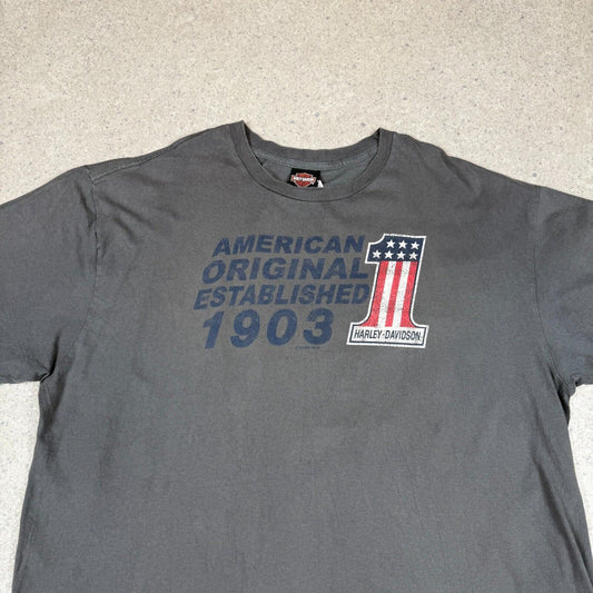Harley Davidson T Shirt 2XL New York Graphic Charcoal Grey Relaxed Fit