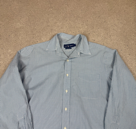 Ralph Lauren Check Shirt XL Blue Colourway 17” Neck Long Sleeve