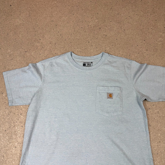 Carhartt Pocket Logo T Shirt Large Loose Fit Baby Blue Colourway Short Sleeve
