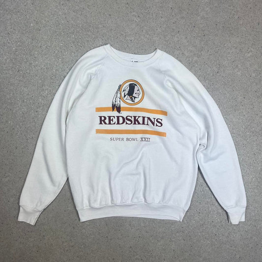 1990s Washington Redskins Super Bowl XXXII crewneck sweatshirt - white and orange XL Bowl