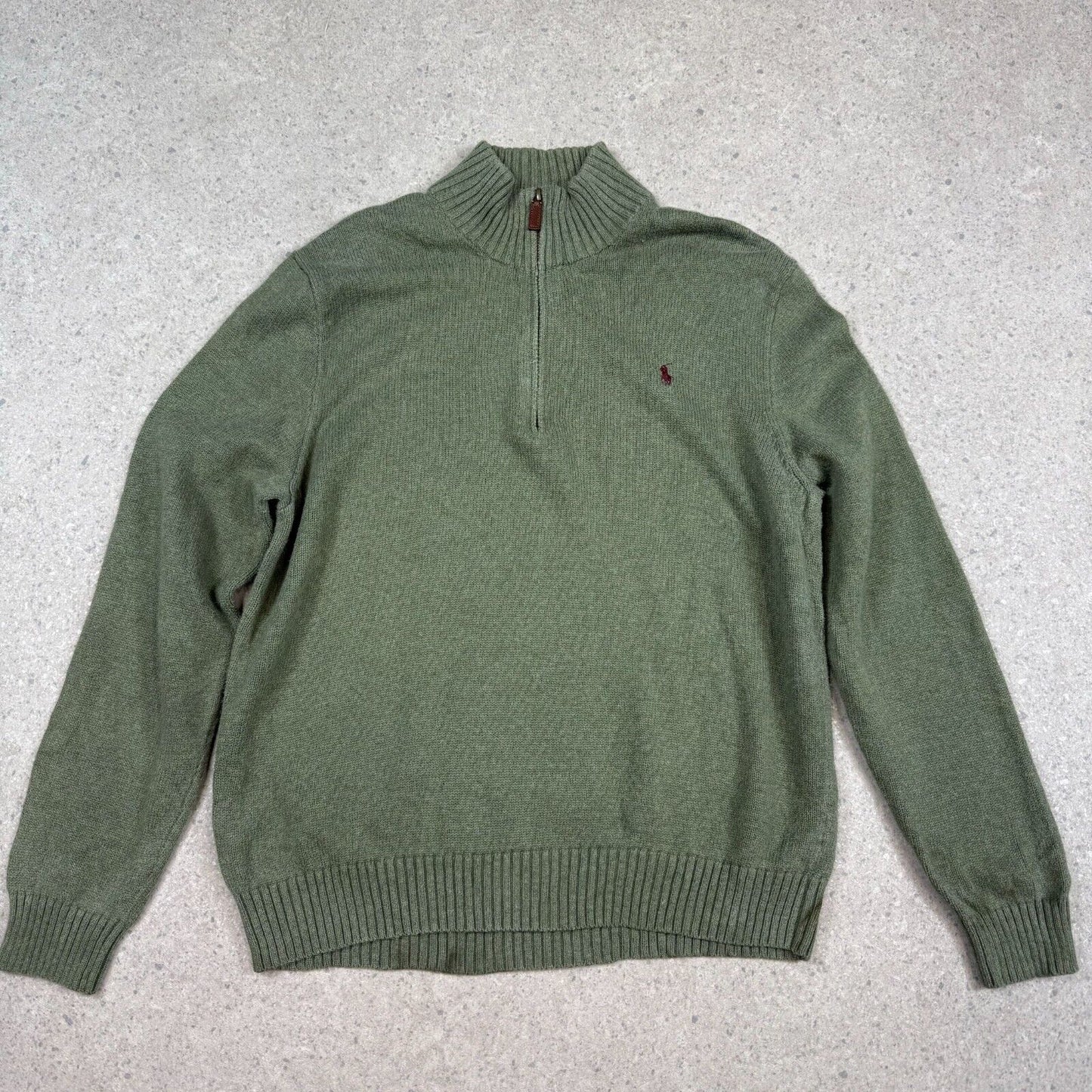 Ralph Lauren 1/4 Zip Jumper Medium Green Colourway Embroidered Logo Cotton