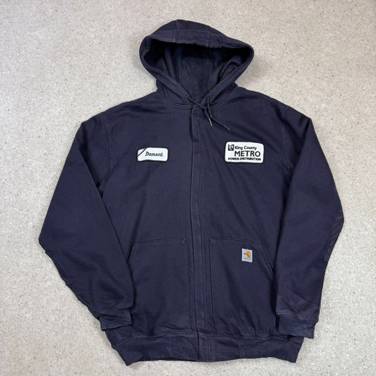 Carhartt Zip Up Hoodie Large Navy