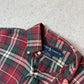 Ralph Lauren Flannel Shirt Large Red Cotton Check Short Sleeve Button Down
