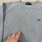 Fred Perry Sweatshirt Grey Knit Medium Thick Cotton Vintage Long Sleeve