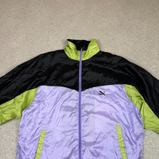 Puma Windbreaker Medium 90s Style Retro Embroidered Logo Cotton Lined