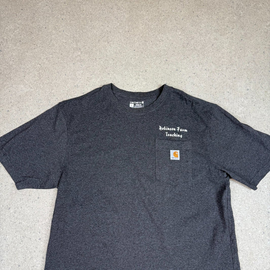 Carhartt T Shirt Large Charcoal Grey Loose Fit Pocket Logo Short Sleeve