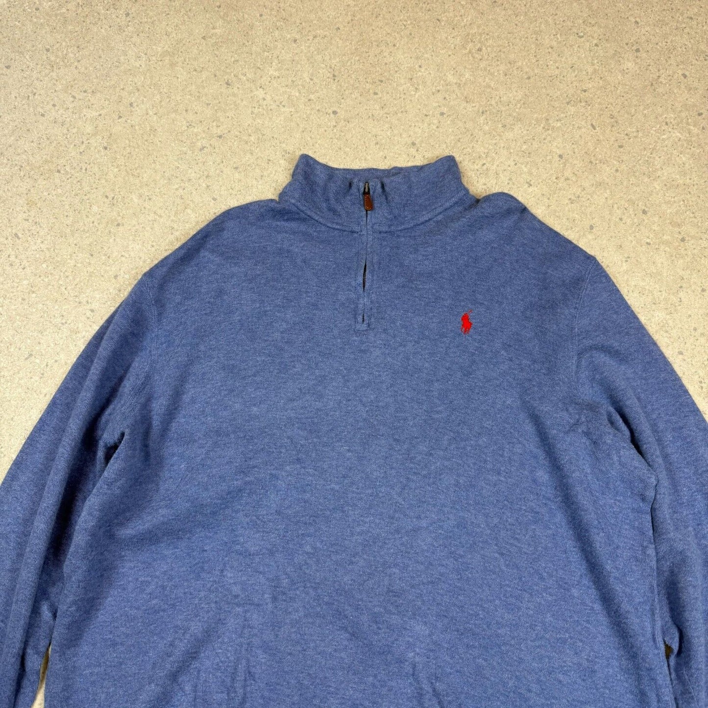 Polo Ralph 1/4 Zip Jumper XL Blue Colourway Estate Rib