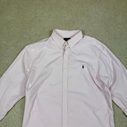 Ralph Lauren Check Shirt 2XL Slim Fit Pink Colourway Long Sleeve
