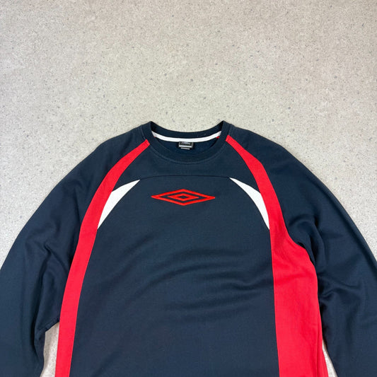Umbro Sweatshirt Large Y2K Umbro Navy Red England Colours Embroidered Logo