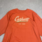 Carhartt Long Sleeve T Shirt 2XL Orange Loose Fit Spell Out Logo
