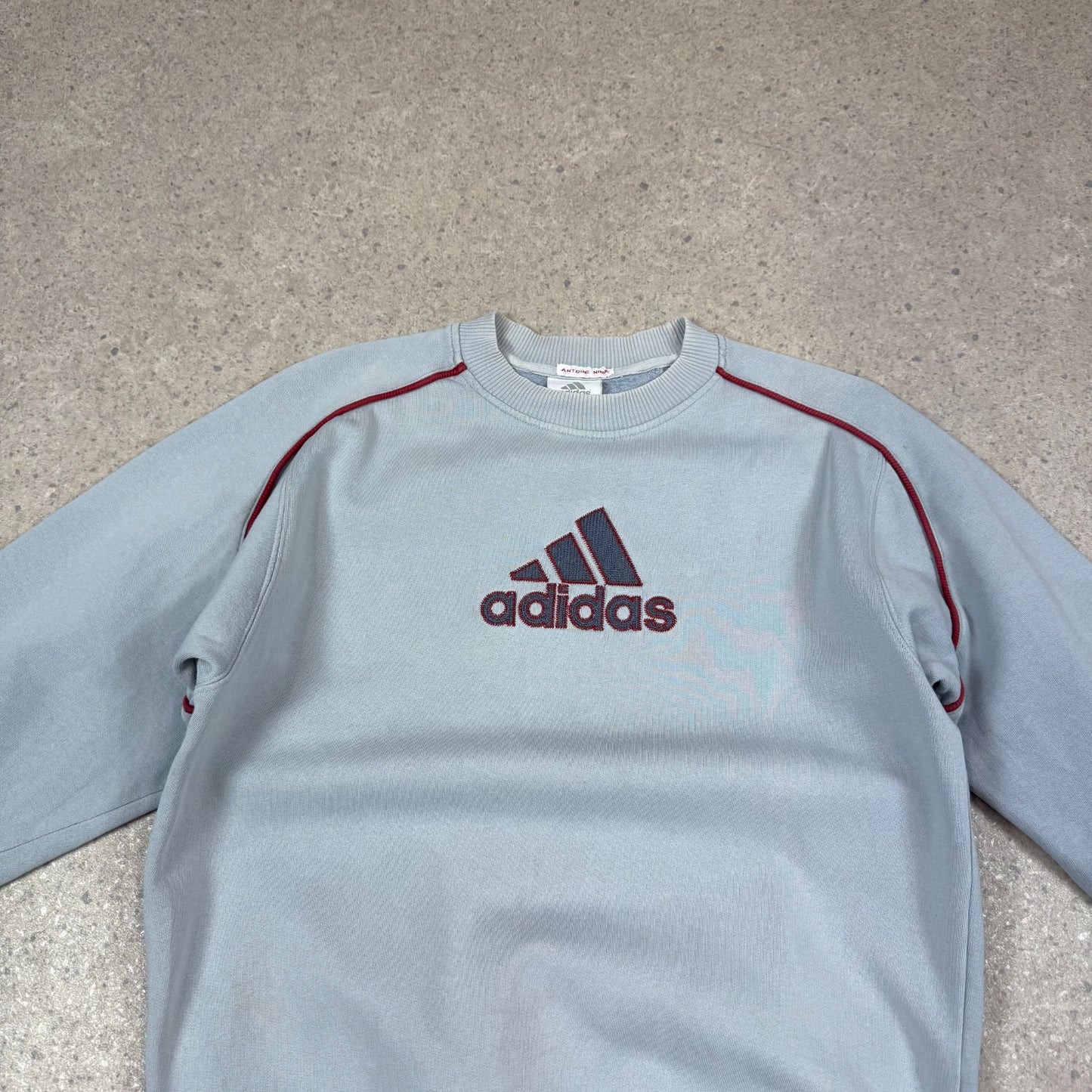 Adidas Sweatshirt Small Y2K Adidas Spellout Grey Colourway