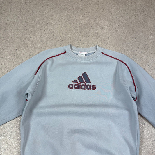 Adidas Sweatshirt Small Y2K Adidas Spellout Grey Colourway