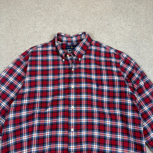 Ralph Lauren Shirt M/L Red Check Cotton Button Down Long Sleeve