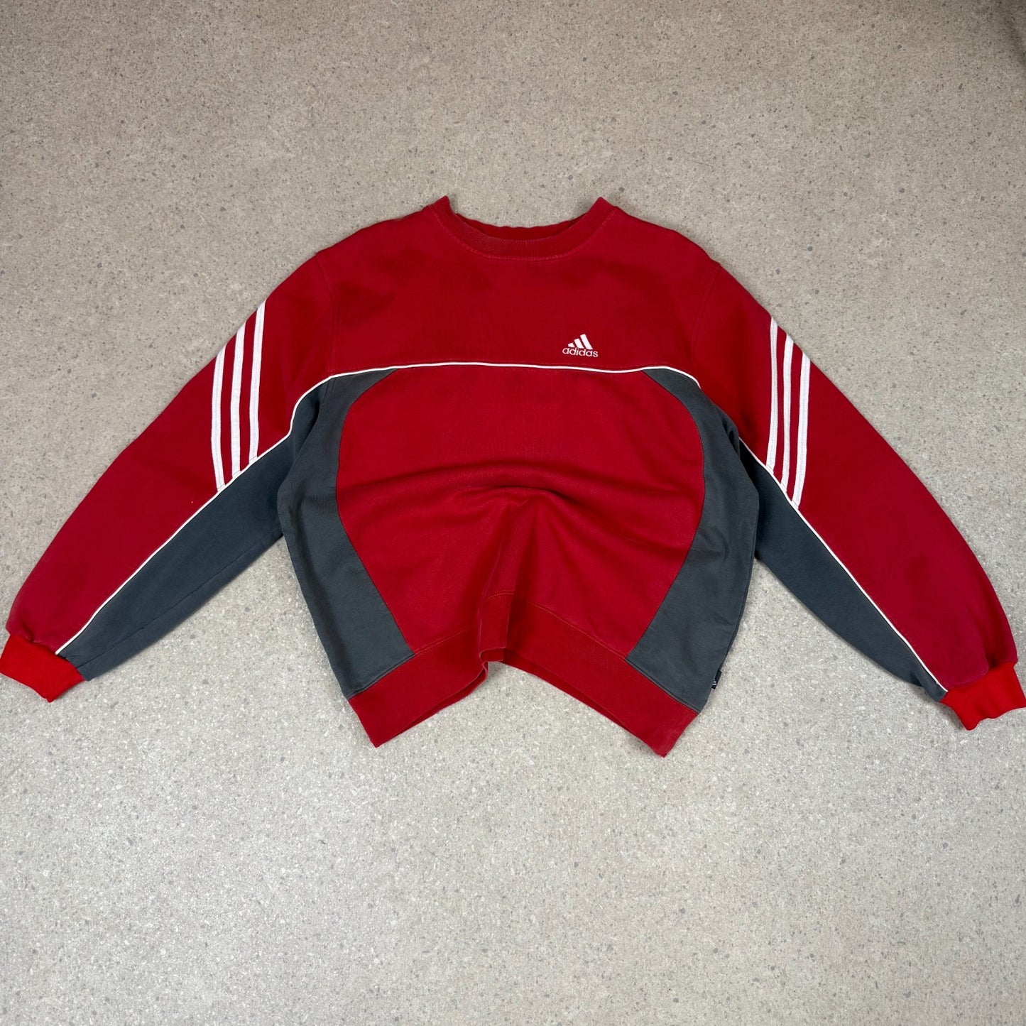 Vintage Adidas Sweatshirt Large 90s Adidas Red / White Colourway