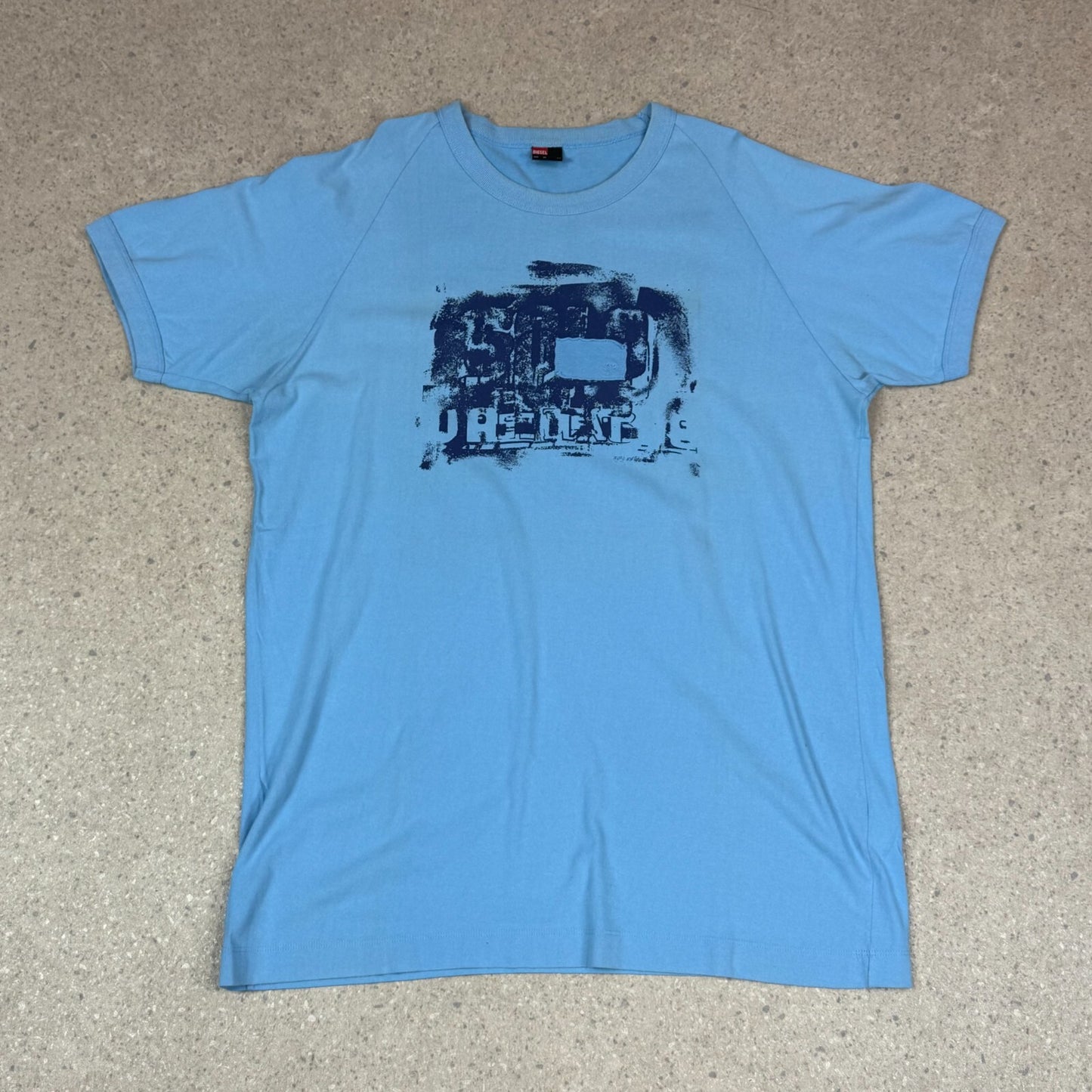 Diesel T Shirt L / XL Baby Blue Coloured Cool Graffiti Logo
