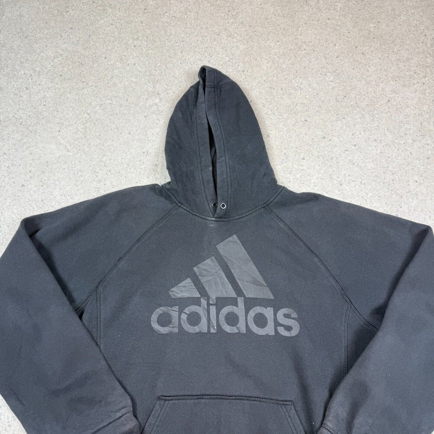 Adidas Hoodie Large Black Spellout Logo Hooded