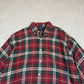 Ralph Lauren Flannel Shirt Large Red Cotton Check Short Sleeve Button Down
