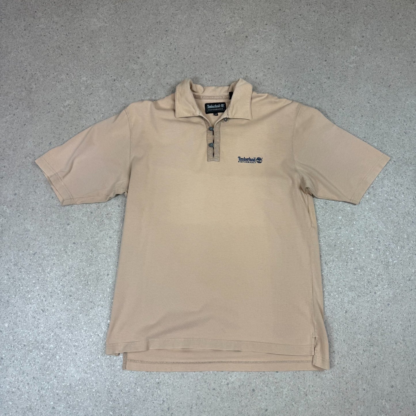 Timberland Polo Shirt Large Beige Colourway Embroidered Logo Short Sleeve