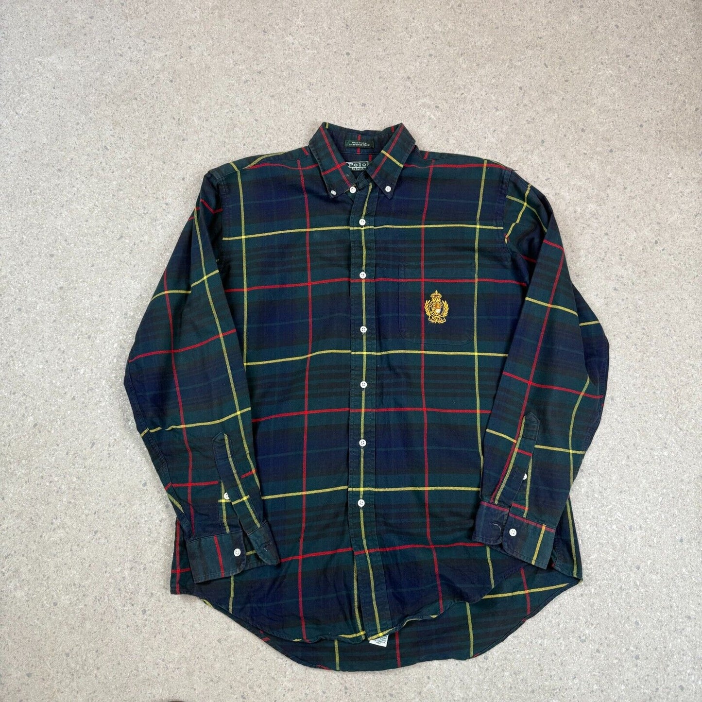 Polo Ralph Lauren Check Shirt Medium Blue Green USA Embroidered Logo