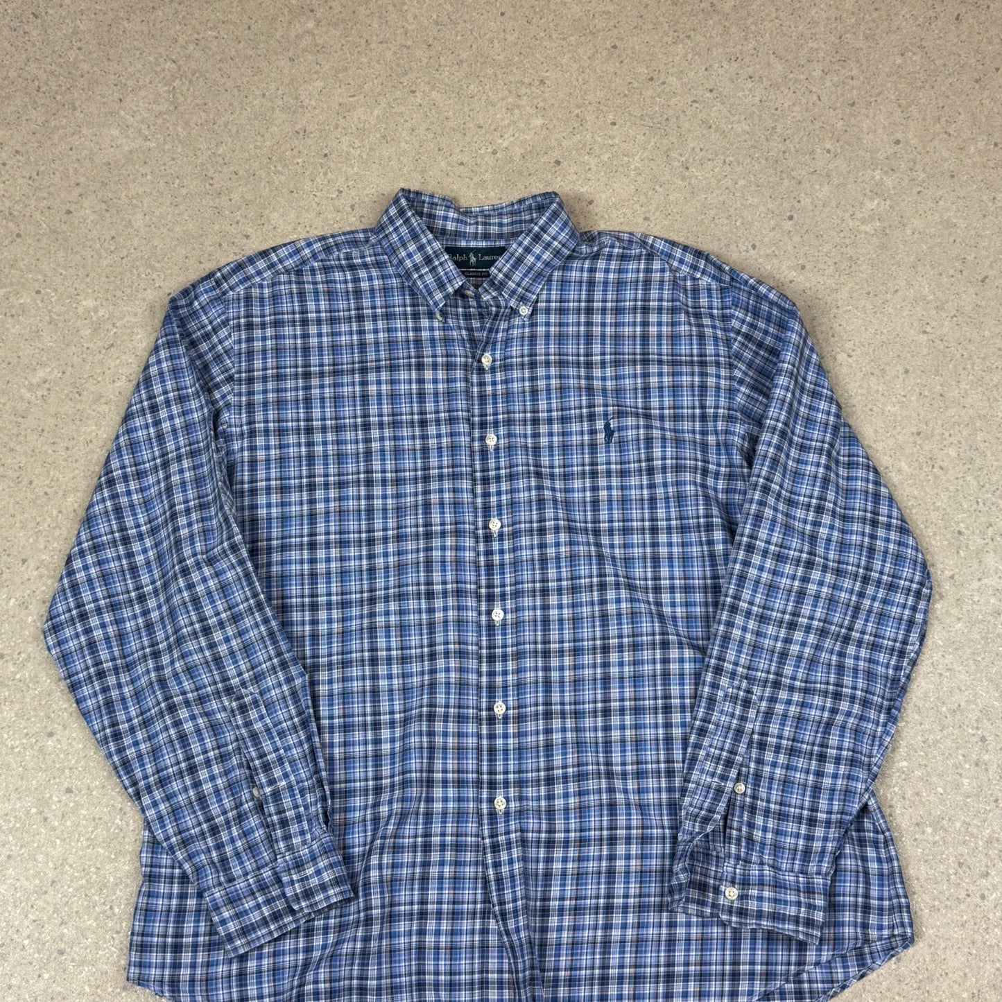 Ralph Lauren Check Shirt 2XL Blue Embroidered Logo