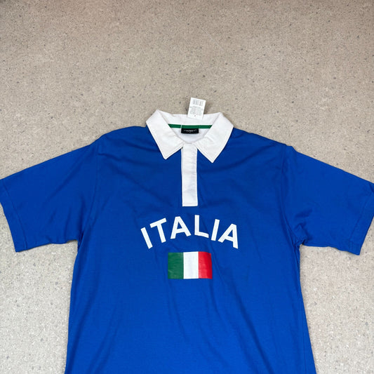Italy Polo Shirt Large Spellout Logo 90s Italia Short Sleeve