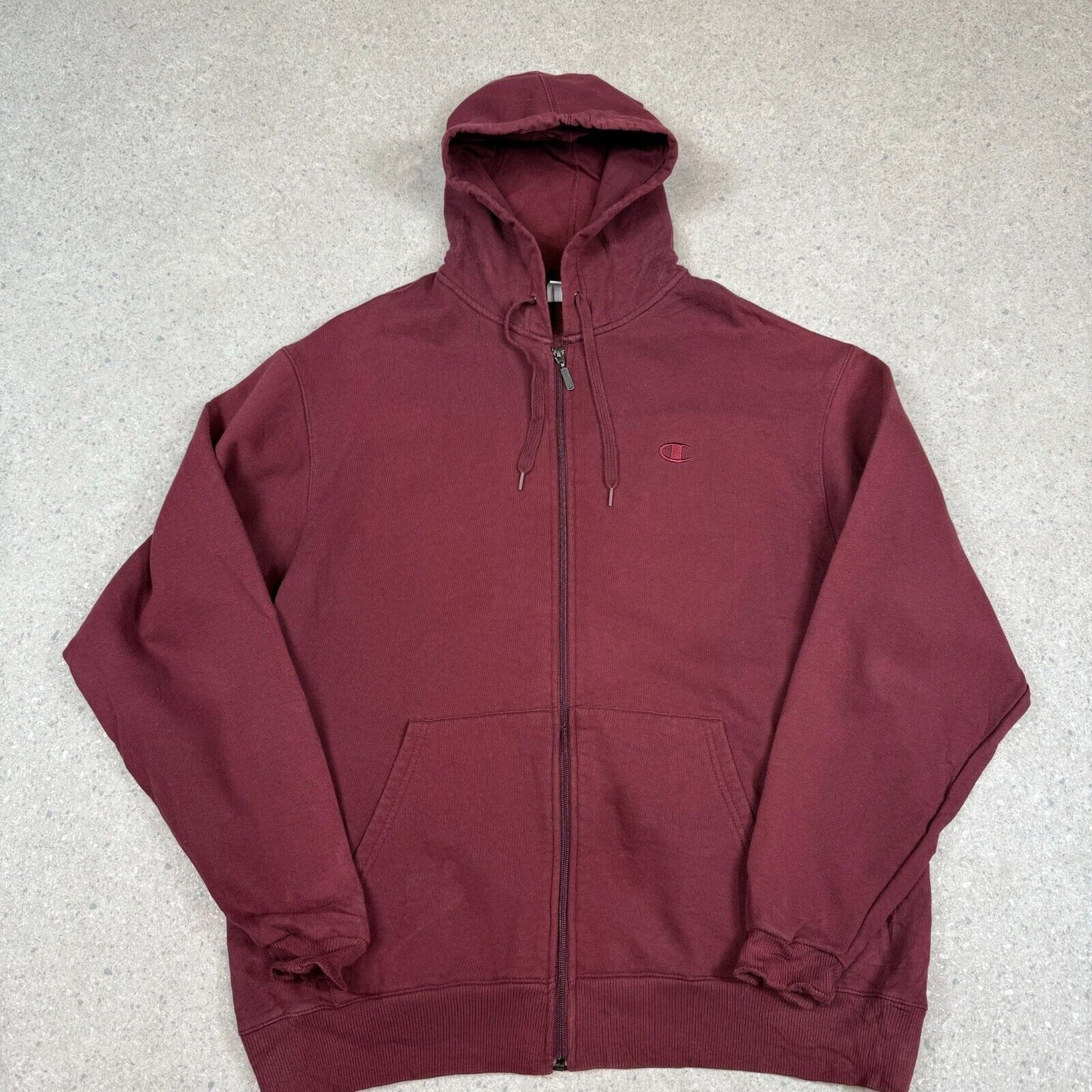 Champion Full Zip Hoodie Large Burgundy Hooded