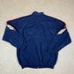 Adidas Velour Windbreaker Jacket Large Blue 90s Zip Up Logo