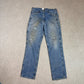 Carhartt Carpenters Jeans 33x34 Denim Medium Wash
