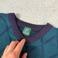Unbranded Knit Jumper XL Heavyweight Knitted Green Burgundy