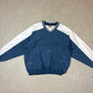 Nike Windbreaker Large Navy White Pullover 90s V Neck Zipped Pockets