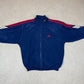 Adidas Velour Windbreaker Jacket Large Blue 90s Zip Up Logo