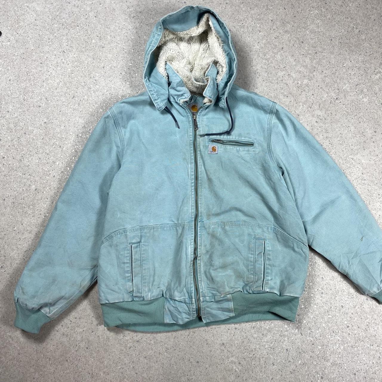 Vintage Carhartt Hooded Jacket light blue XL XXL