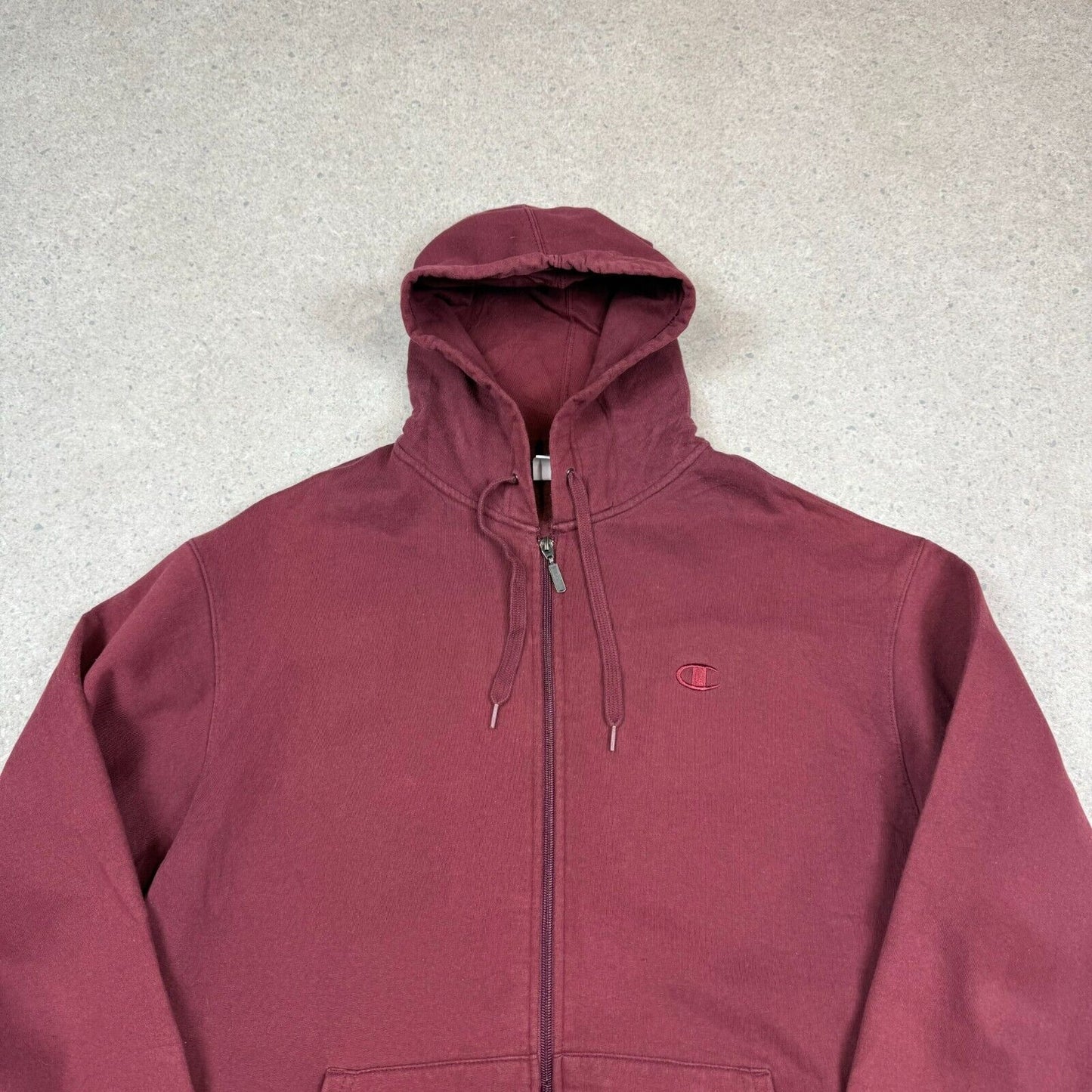 Champion Full Zip Hoodie Large Burgundy Hooded