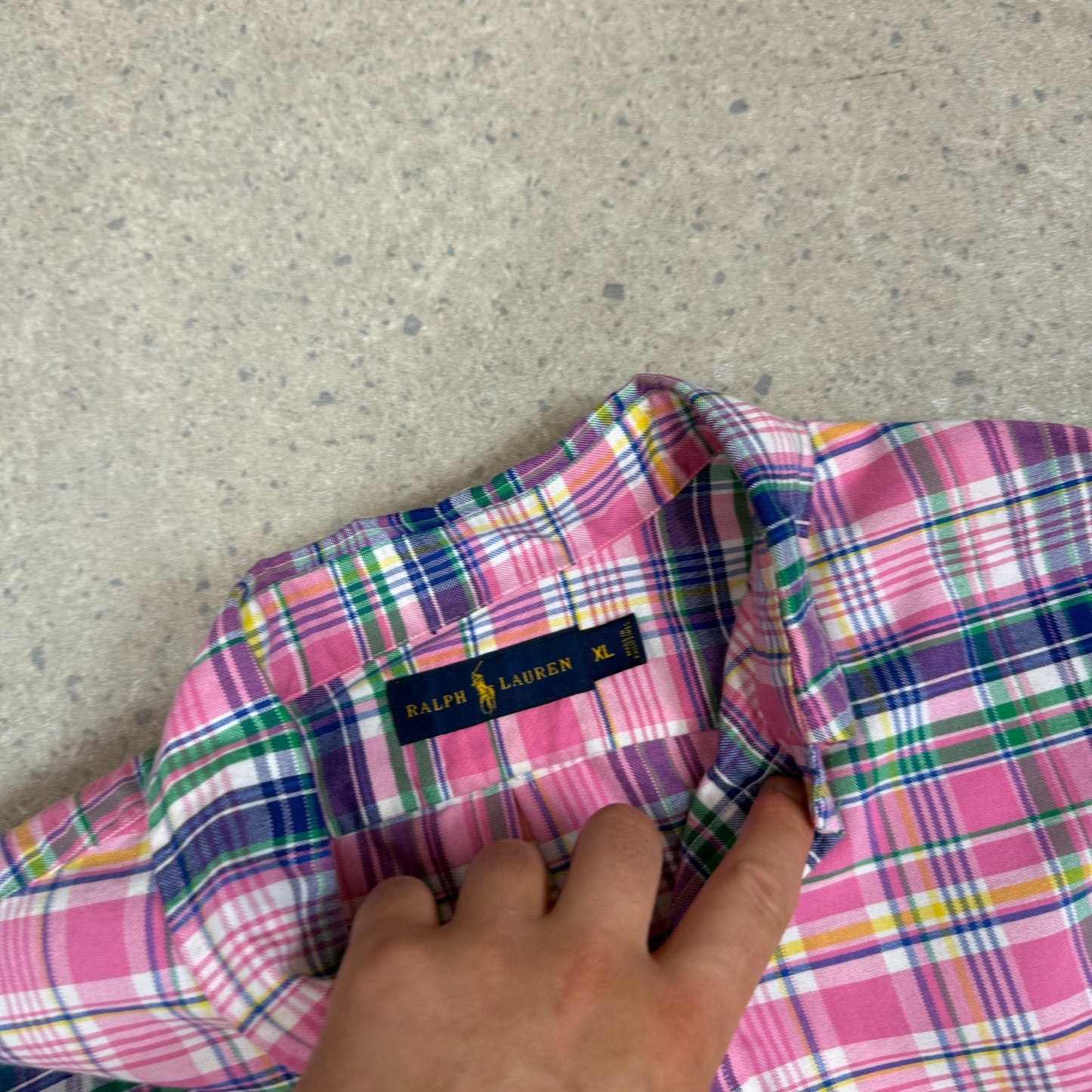Ralph Lauren Shirt XL Check Embroidered Logo Pink Colourway