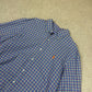 Ralph Lauren Shirt Medium Check Navy Orange Colourway