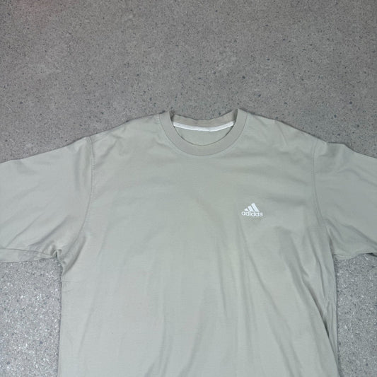 Adidas Cream T Shirt L / XL 90s Embroidered Logo