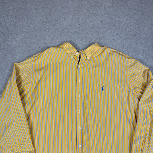 Ralph Lauren Shirt 4XLT Yellow Striped Classic Fit Long Sleeve