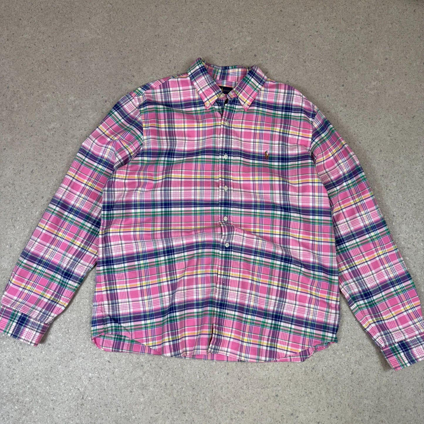 Ralph Lauren Shirt XL Check Embroidered Logo Pink Colourway