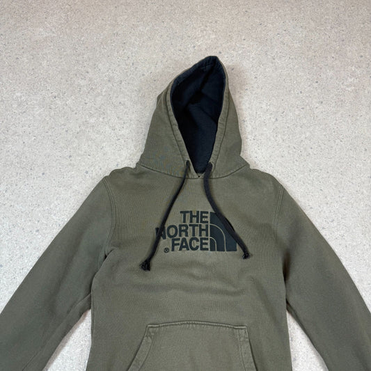 North Face Hoodie XS Khaki Colourway  Embroidered Logo Hooded Pocket