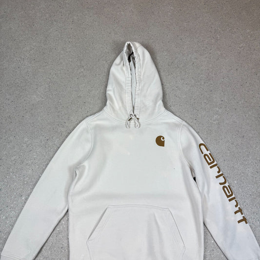 Carhartt Hoodie Medium Cream Women’s Brown Spelllout