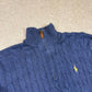 Ralph Lauren 1/4 Zip Ribbed Medium Blue Colourway