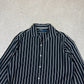 Ralph Lauren Shirt Large Black White Striped Custom Fit Long Sleeve