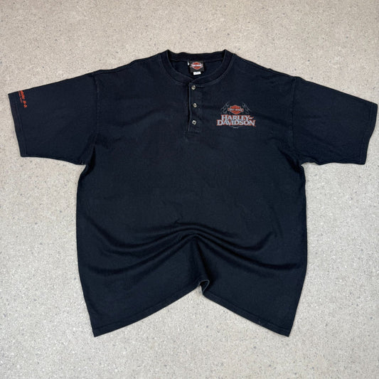 Harley Davidson T Shirt XL Stafford Texas Button Up Black 2009