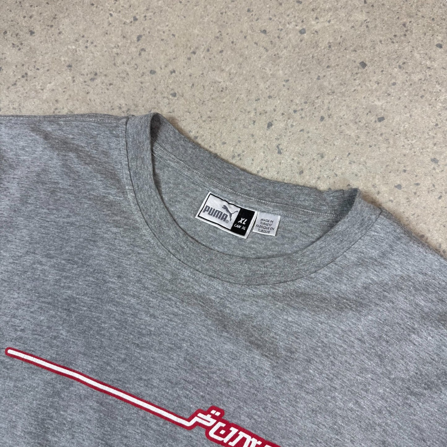 Puma T Shirt XL Grey Embroidered Logo Y2K Oversized Fit Short Sleeve