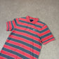 Nike Striped Polo Medium Red Grey Y2K Golf Short Sleeve