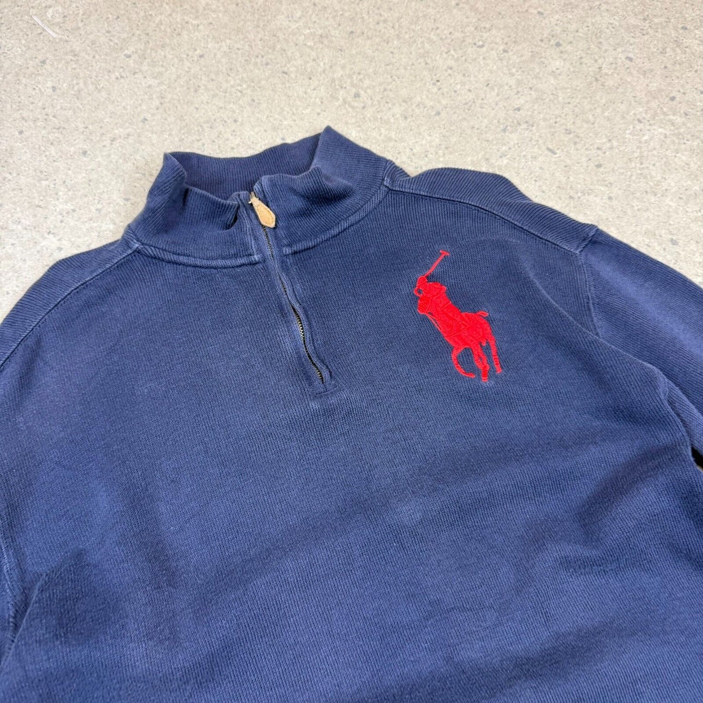 Ralph Lauren 1/4 Zip Sweater Medium Navy Blue Pullover