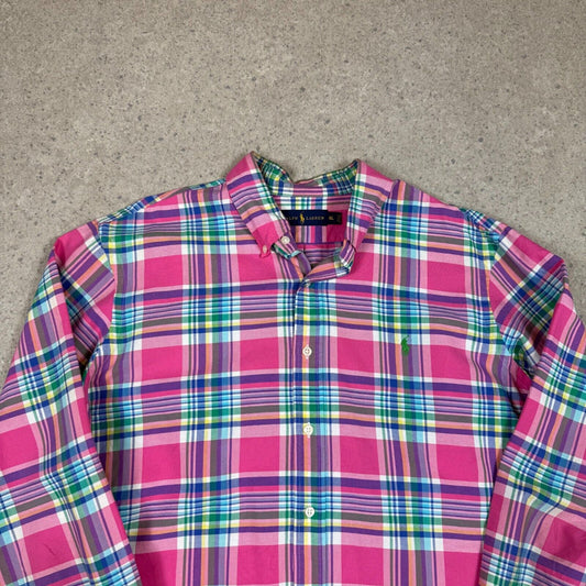 Ralph Lauren Check Shirt XL Pink Colourway Embroidered Logo Button Down