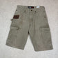 Wrangler Workwear Cargo Shorts 30” Khaki Green Denim Vintage Aesthetic Pockets